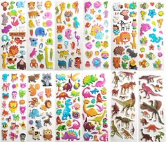 🐠 12 Sheets Puffy Ocean/Forest Animal and dinosaur Sticker Set 🐾