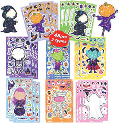 48 Sheets Make a Face Stickers for Kids – Animal Stickers with Unicorns and Dino