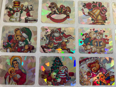 VTG Christmas Holographic 16 Sticker Sheet NEW 1.5″, Prism, Sparkle, Taiwan