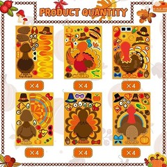 Make a 24PCS Thanksgiving Stickers for Kids Turkey Face Sticker Turkey Stickers