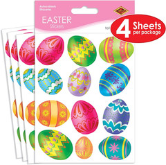 4-Pack Easter Egg Stickers, 4-3/4 X 7-1/2-Inch Sheets