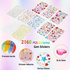 2168pcs Gem Stickers Rhinestones for Crafts, Sparkling Cute Star Heart Round …