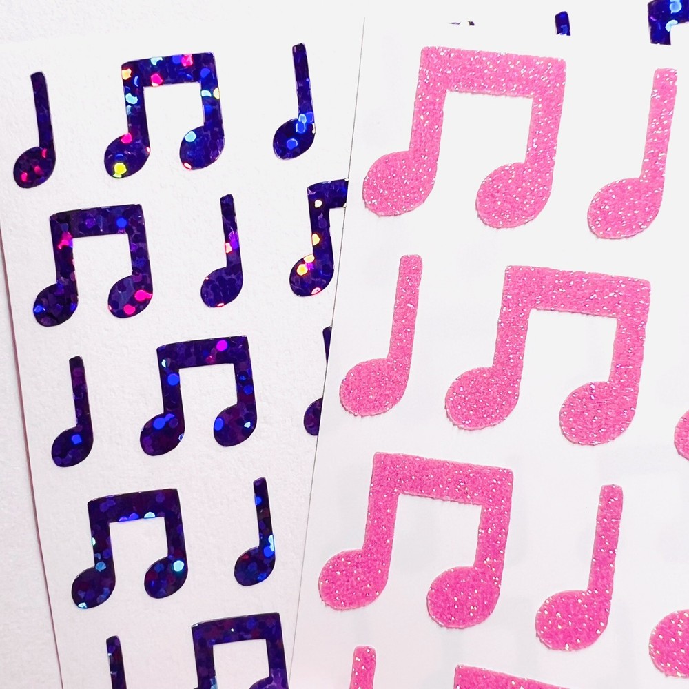 Music Note Stickers! – Holographic Sparkle, Glitter, Glow in the Dark & Pastel