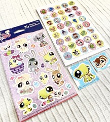 Littlest Pet Shop Sticker Lot – 1 New Pack, 1 Loose Sheet, 2 Puffy Extras