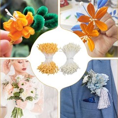 Matwsec 1600PCS Stamens for Flower Making 2mm 2.3 Inch Long, Dark Yellow