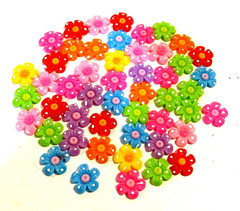 Lot of 50 Multicolor Flower Flatbacks For Crafting – NEW (#15)