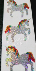 RAINBOW UNICORNS STICKER SHEET PRISMATIC GLITTER JILLSON & ROBERTS HAMBLY