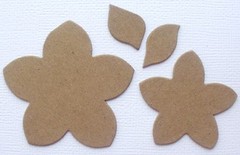{6 Sets} Flower w/ Leaves – Layered Floral Accents – Bare Chipboard Die Cuts