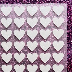 White Glitter Heart Stickers! – 1/4 to 4 inch – Choose a Size!