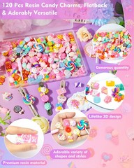 120 Pcs Cute Candy Slime Charms Kawaii Flatback Resin Charms for DIY Phone Case