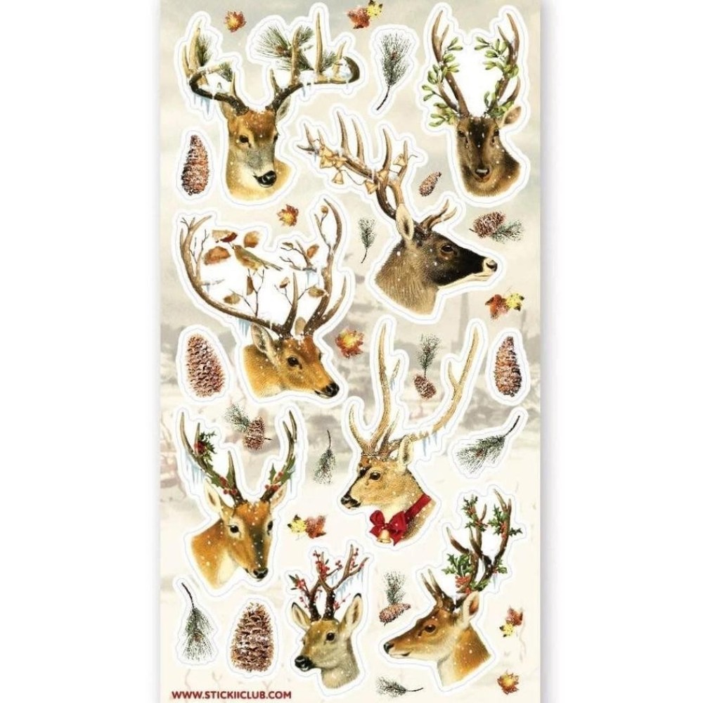 Stickii Club – Deer Stickers – Snow Winter Christmas Sticker Sheet – Crafts