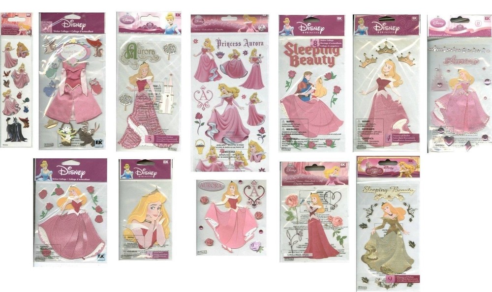 DISNEY AURORA Sleeping Beauty Princess Flowers Dancing Jewels Stickers U PICK