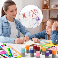 12 Pcs Teacher Stamps for Classroom, Self-Inking Rubber Colorful Stamps Class…