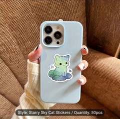 50 Cute Cat Starry Sky Kitty Kitten Space Astral Galaxy Sticker – Meme Kawaii