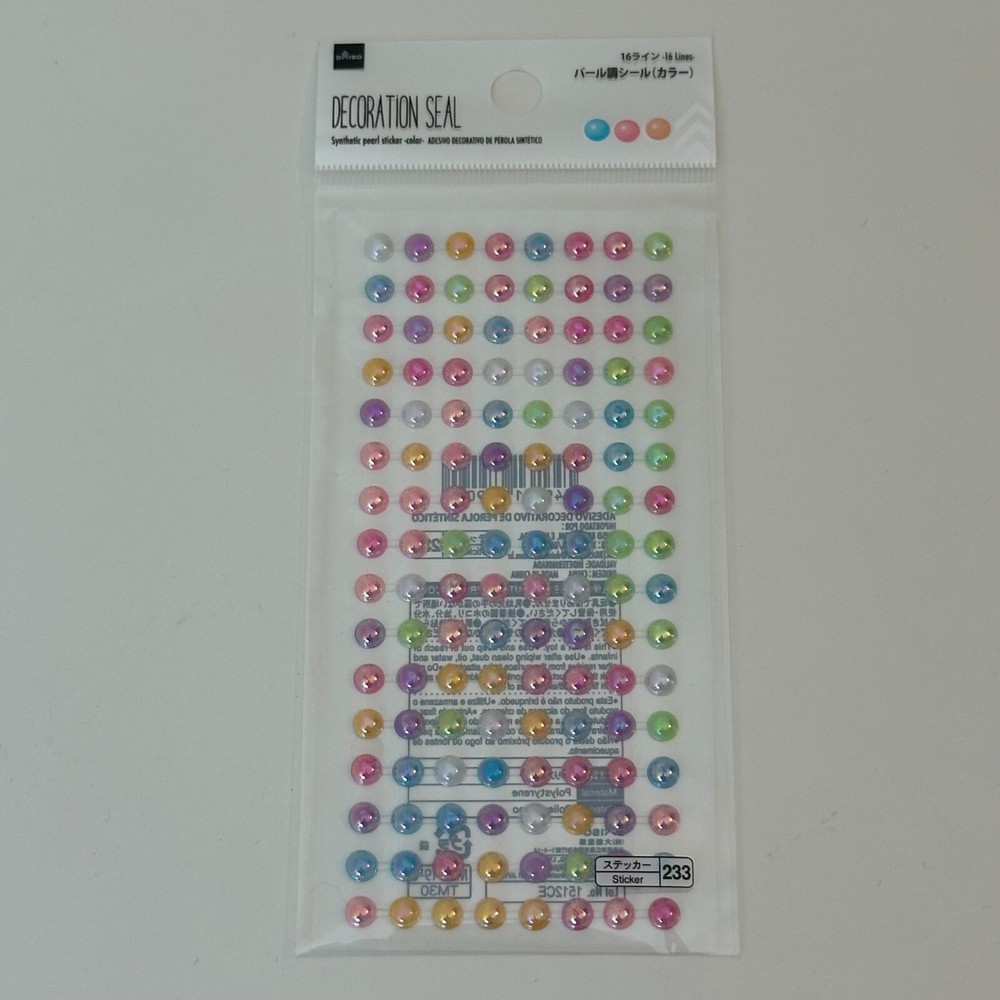 Daiso Decoration Seal Synthetic Pearl Color Sticker Sheet