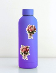 Pink Rose Bouquet Vinyl Die Cut Stickers Set Scrapbooking Laptop Water Bottle