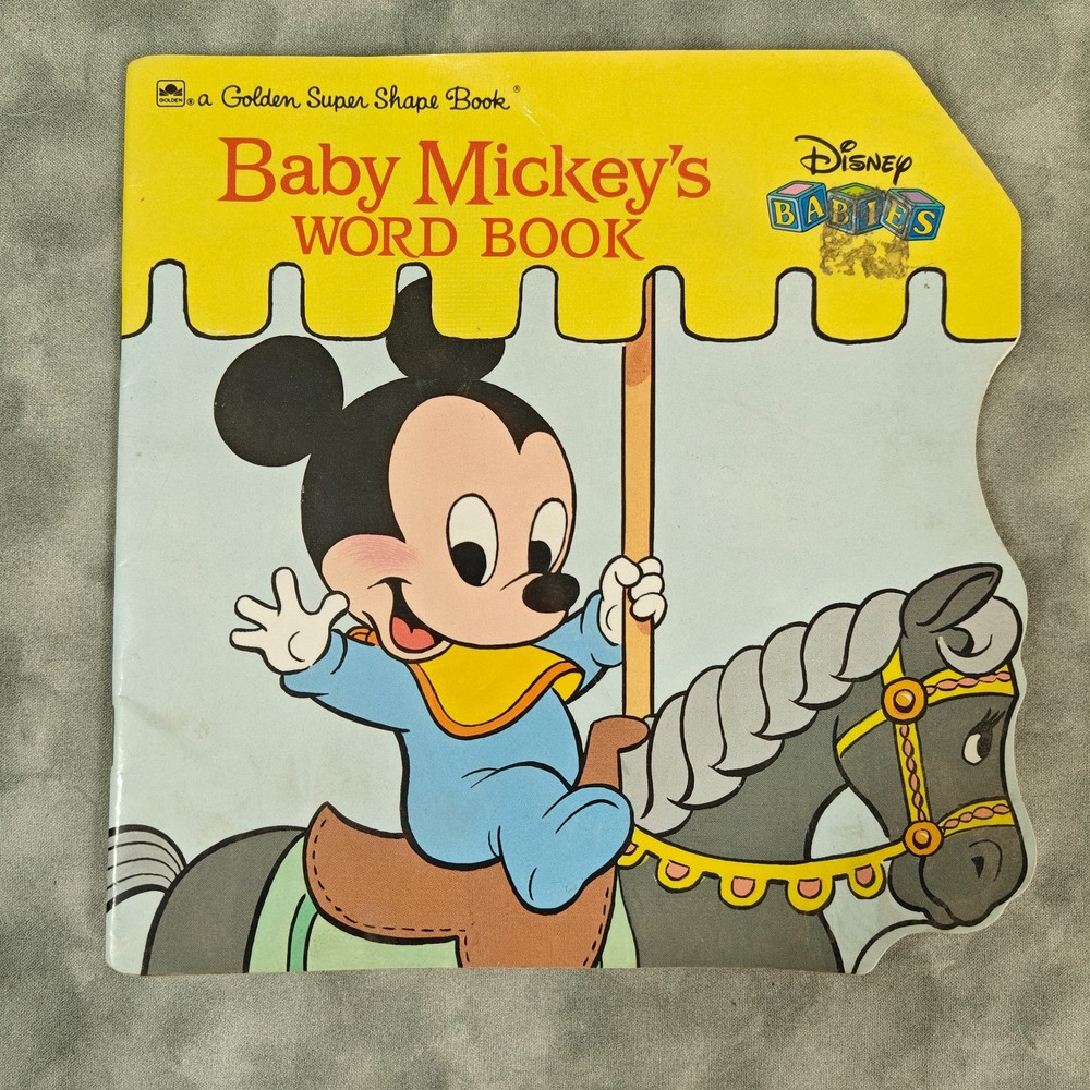 Disney Baby Mickey’s Word Book Golden Super Shape 1987 Die-Cut Vintage Used