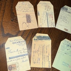 8 Junk Journal tags, Scrapbooking, journaling vintage style receipt tags ￼