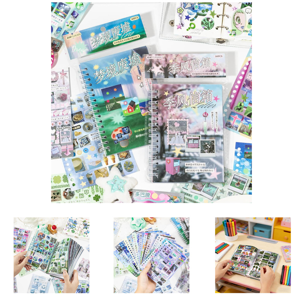 Aesthetic Scrapbook Sticker Book Set 1000 Plus Pcs Vintage Collage for