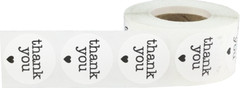 White with Black Thank You Stickers | 1″ Inch Round | 500 Pack