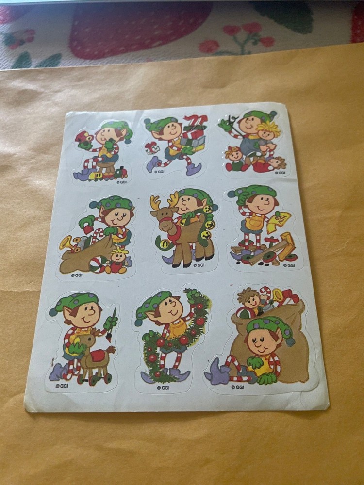 Vintage 1980s Christmas Elf Stickers