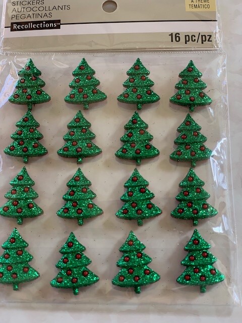 RECOLLECTIONS ADHESIVE ACRYLIC GLITTER CHRISTMAS TREE GLITTER TREES 16PCS