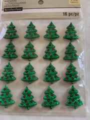 RECOLLECTIONS ADHESIVE ACRYLIC GLITTER CHRISTMAS TREE GLITTER TREES 16PCS