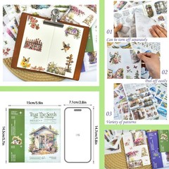 100 Sheets Vintage Flower Scrapbooking Stickers Set – Aesthetic Craft & Journali