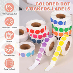 PATIKIL 6000Pcs 6 Roll Colored Dot Stickers, 0.5″ Circle Stickers Self Adhesive