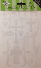 FAITH Plastic Shapes Transparent Stickers(18pc)Fantastic Plastic W/Flair•Crosses