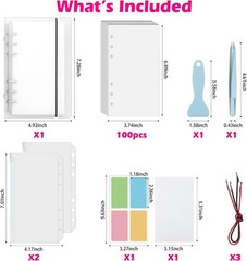100 Sheets Reusable Sticker Album with Pockets, Book with Tweezer & Spatula (A6)