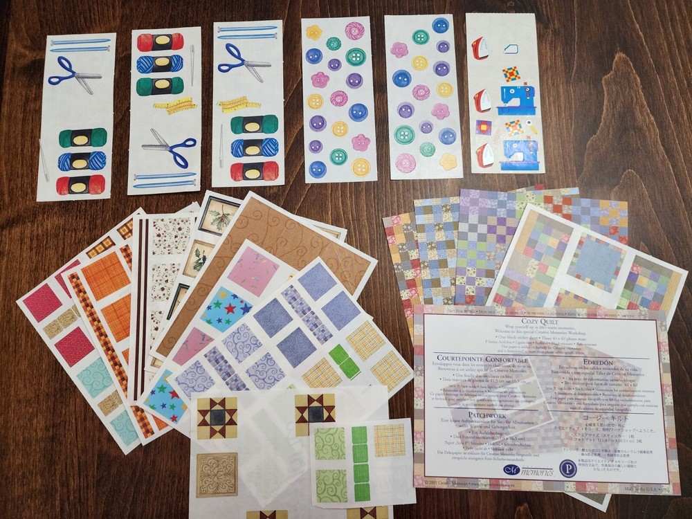 Creative Memories SEWING Cozy Quilt BUTTONS Stickers LOT