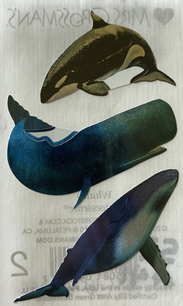 WHALE Photoessence Metallic Foil Stickers(3pc)Mrs.Grossman’s•Orcas•Ocean•Killer•