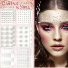 1980Pcs Self Adhesive Pearl Stickers, Shynek Pearls Sticker Gems for Hair, Face,