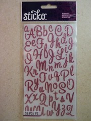 Sticko PINK GLITTER ALPHABET LETTERS -Upper/Lowercase Stickers Sealed EK Success