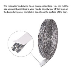 1 Pcs 3 Yards 10mm Self-Adhesive Crystal Rhinestone Ribbon Clear Gray
