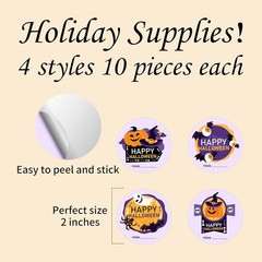 2″ Happy Halloween Stickers Set, Bat Ghost Stickers, Gift Box，Greeting Cards DIY