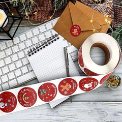 2.5/3.8CM Christmas Stickers Merry Happy Xmas Labels Gift Craft Box Sticker 500