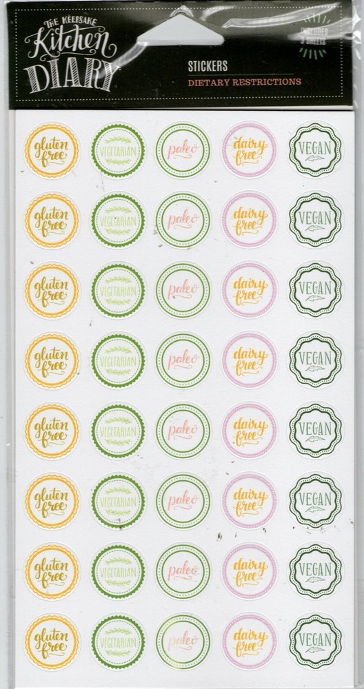 The Keepsake KITCHEN DIARY sticker set~Dietary Restrictions~Nice! FAST SHIP!!