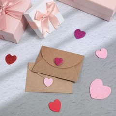 300 Pcs Heart Foam Stickers, Valentine’s Day Self Adhesive Glitter and Matte
