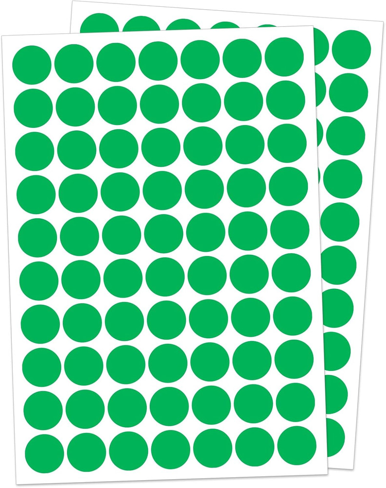 1″ Green Dot Stickers 1050 PCS round Circle Stickers Colored Coding Labels