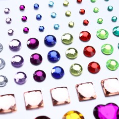 Self-adhesive Sticker Acrylic Rhinestone Jewels Gems Sticker Sheets Mixed Shapes