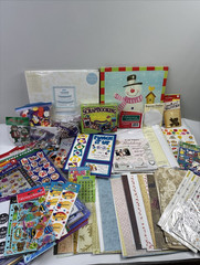 Large Scrapbooking & Craft Lot Paper Stickers Buttons Books Wedding Christmas