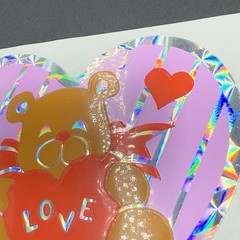 Vintage Prism Heart Shaped Bear Sticker Mod Valentine Hearts Love 80’s Animal