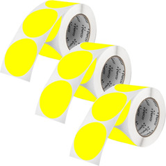 Fluorescent Yellow 3-Inch round Circle Dot Sticker Labels – Multi-Roll Pack (…