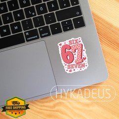 HYKADEUS 67 Stickers Valentine Pink 3×2.3″