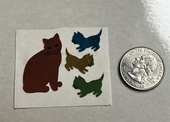 Vintage Mylar Foiled Cats Sticker Mod, Hambly Brand, Santa Clara CA, 4 Cats