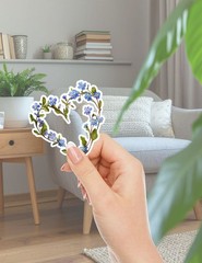Forget Me Not Heart Die Cut Vinyl Stickers Set Scrapbooking Laptop Waterbottle