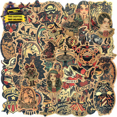 Vintage Stickers, Retro Girl Sailor Sticker Pack 100Pcs Waterproof Vinyl Decals