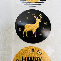 GOLD & BLACK SNOWFLAKE CHRISTMAS ENVELOPE LABELS STICKERS 1.5″ ROUND 1000 Pack